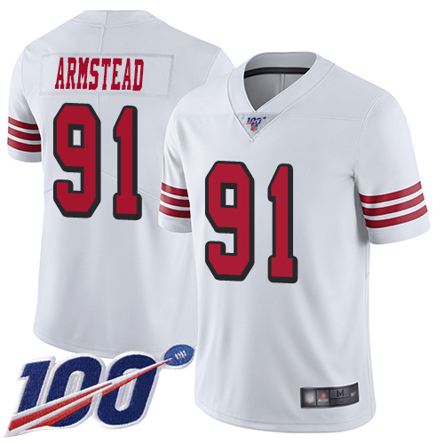 San Francisco 49ers Limited White Men Arik Armstead NFL Jersey #91 100th Season Rush Vapor Untouchable